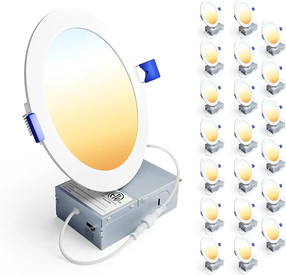 Ensenior 20 Pack 6 Inch LED Recessed Light, 5CCT Dimmable Canless Wafer