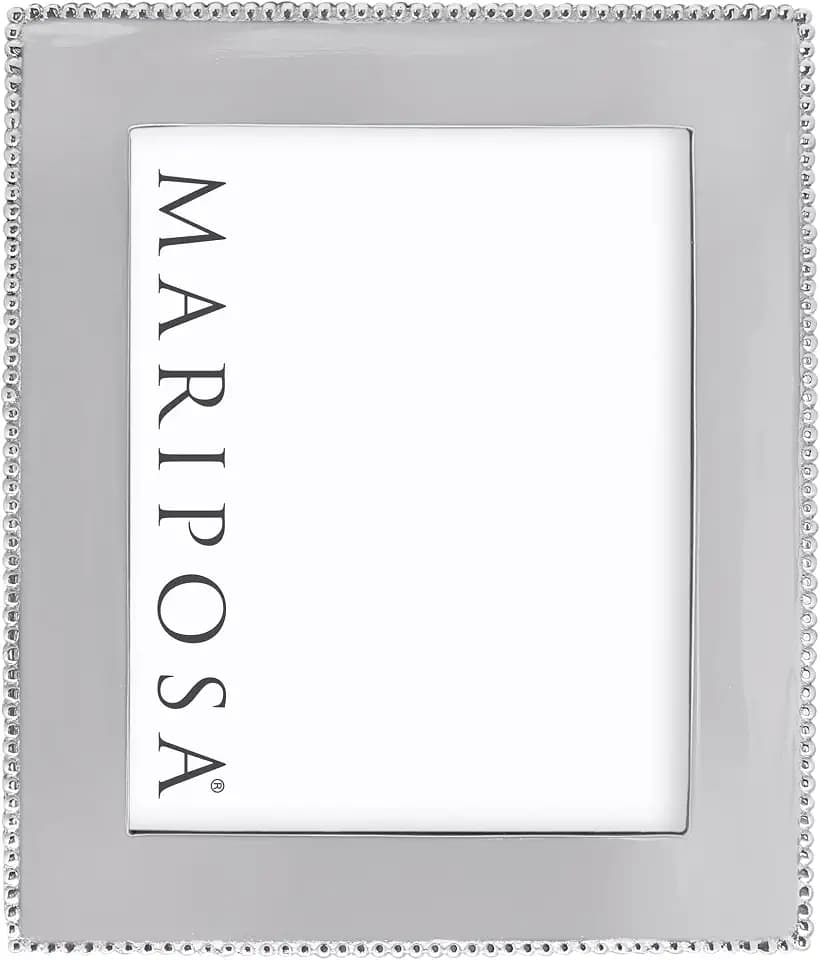 MARIPOSA BEADED 8X10 ENGRAVABLE FRAME | SILVER | BRILLANTE | FRAMES | ENGRAVABLE FRAMES | RECYCLED SANDCAST ALUMINUM | HANDMADE IN MEXICO