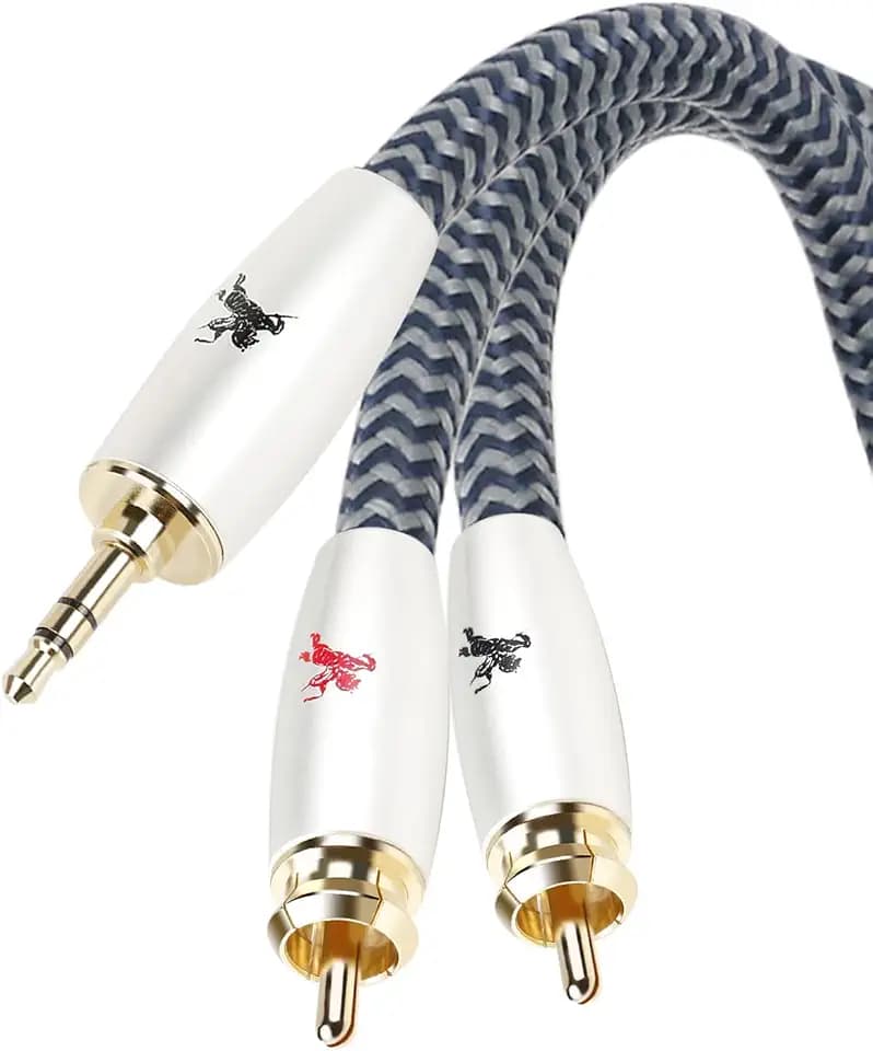 Impeto Cinch auf Klinke 3,5mm Klinke AUX auf Cinch Kabel Audiophile 3.5mm auf 2 RCA Y Splitter adapter Chinch Stereo Audio Kabel, 6N OFC für Smartphones, Tablets PC an HiFi-Verstärker 1m