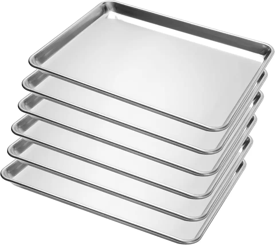 BIEAMA 6 Pack Half Size Baking Sheet Pan, Aluminum Commercial Pan 18" x 13"