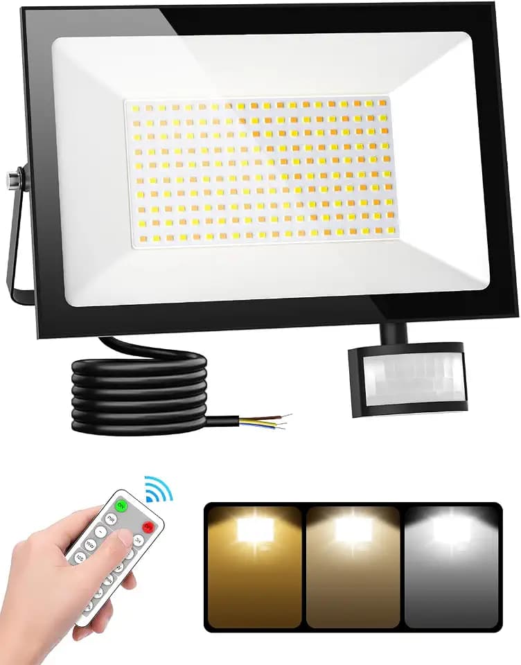LED Strahler mit Bewegungsmelder Außen 150W,3000K/4500K/6500K Scheinwerfer mit Fernbedienung,15000LM Superhell LED Aussenstrahler,IP66 Wasserdicht Außenstrahler für Garten, Garage, Hof