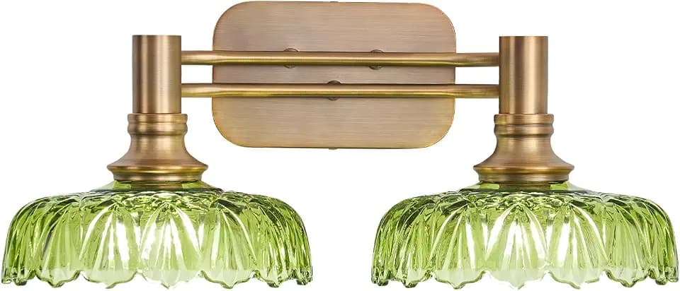 Vintage Green Vanity Lights 2-Light Bathroom Lighting Wall Sconces Over Mirror Picture Wall Light for Bedroom Hallway