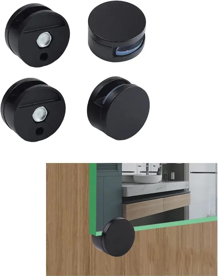 AWEN Mirror Clip, Mirror Mounting Clip, 4 Pieces Mirror Mount, Zinc Alloy Mirror Stand, for 3-5mm Thick Mirror (Black)