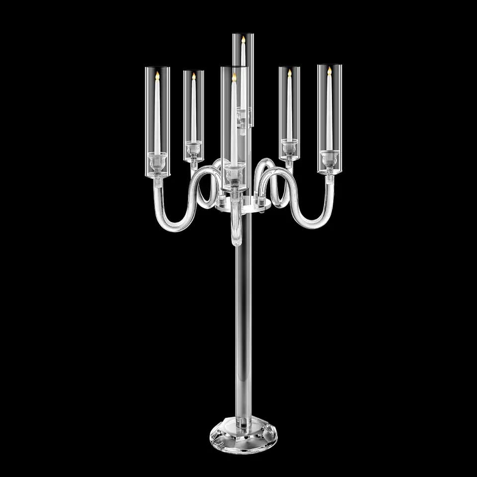 Acrylic Candelabra Centerpieces for Tables, 37.4in Tall 6 Arm Acrylic Candle Holder for Taper LED Candles, Clear Candlestick Holder for Wedding Centerpiece Party Event Reception Decoration
