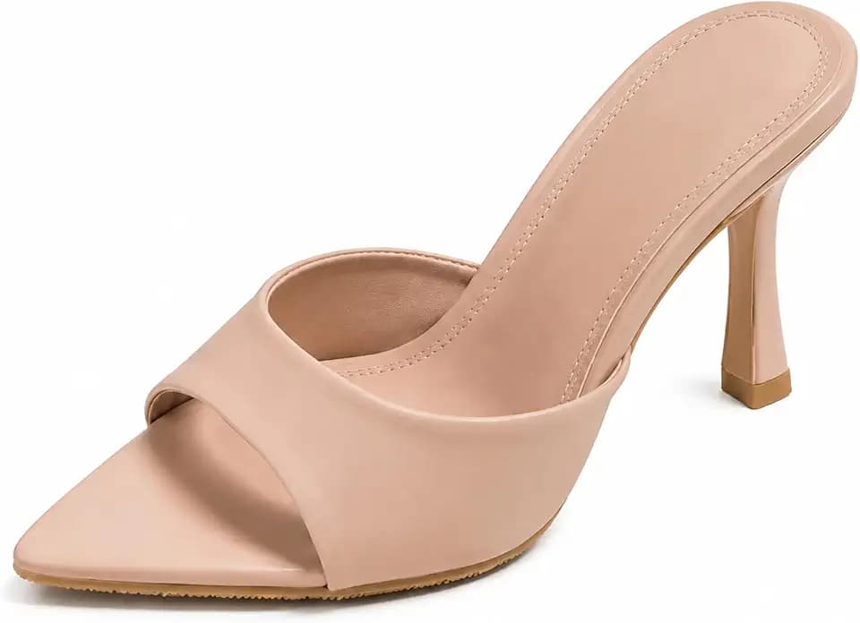 Women's Patent Leather Pointed Toe Open Toe High Heel Sandals Comfortable Slingback Slip-On Mule Sandals Fashionable Formal Party Dresses Pumps
