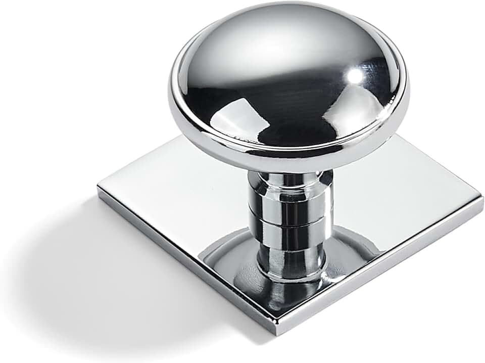 khtumeware 10-Pack Heavy Duty Solid 1-1/2 Inch Cabinet Knob with Backplate,Polished Chrome Drawer Knobs with Back Plate, Ideal for Dressers and Kitchen cabinets.