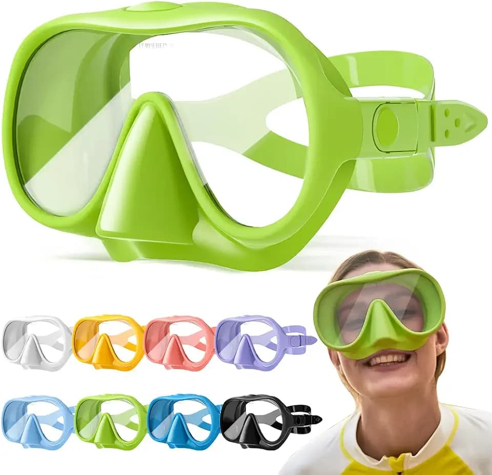 Snorkel Diving Mask, Snorkeling Mask with Macaron Colors, Panoramic View Anti-Leak Anti-Fog Diving Goggles, Tempered Glass Panoramic Wide View Travel Portable