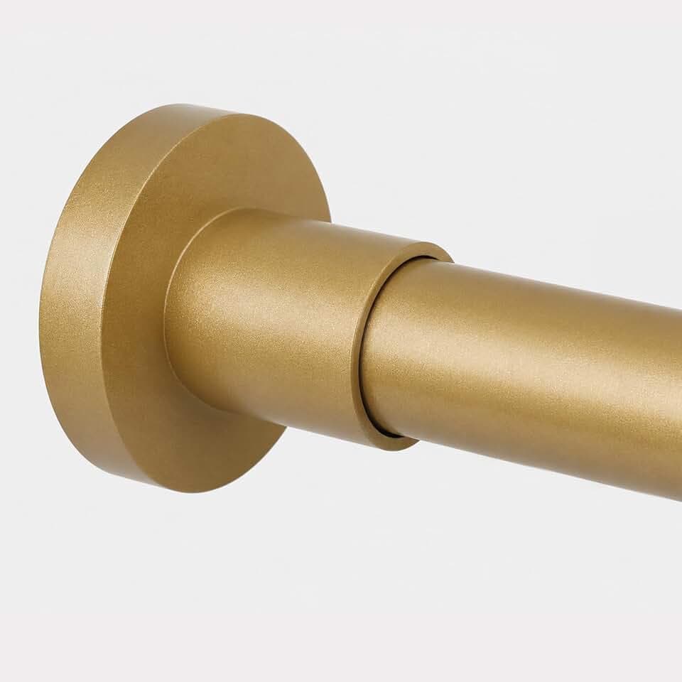 BRIOFOX Spring Tension Curtain Rod 43-73 Inches, Rustproof and Non-Slip Shower Curtain Rod for Window or Bathroom, Frosted Gold