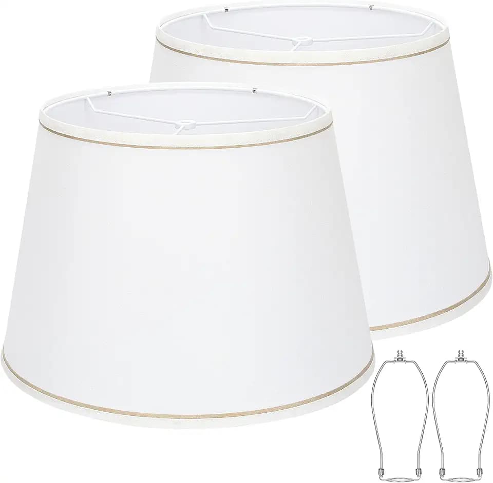 Large White Lamp Shades Set of 2, 12"Top x 16"Bottom x 11"High