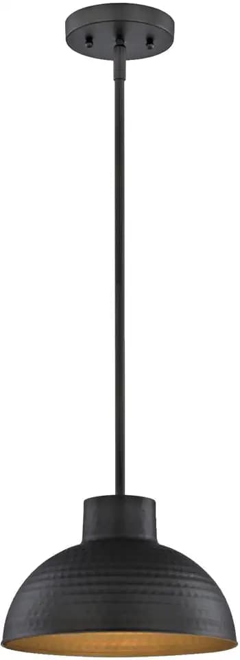 Westinghouse Lighting 6309900 Malte One-Light Indoor Pendant, Hammered Oil Rubbed Bronze Finish and Metal Shade with Gold Interior