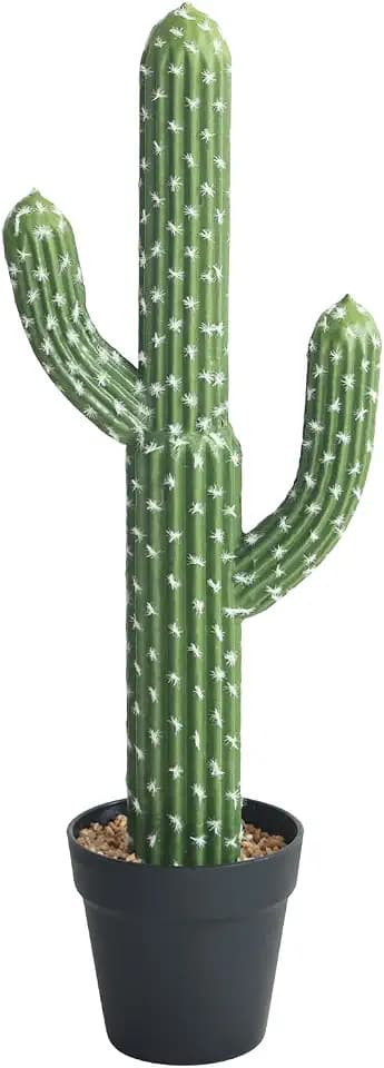 momoplant Artificial Cactus Succulent Plant, 24 Inch Tall Faux Fake Desert Cacti Plant with Black Planter for Home Garden Office Floor Decor