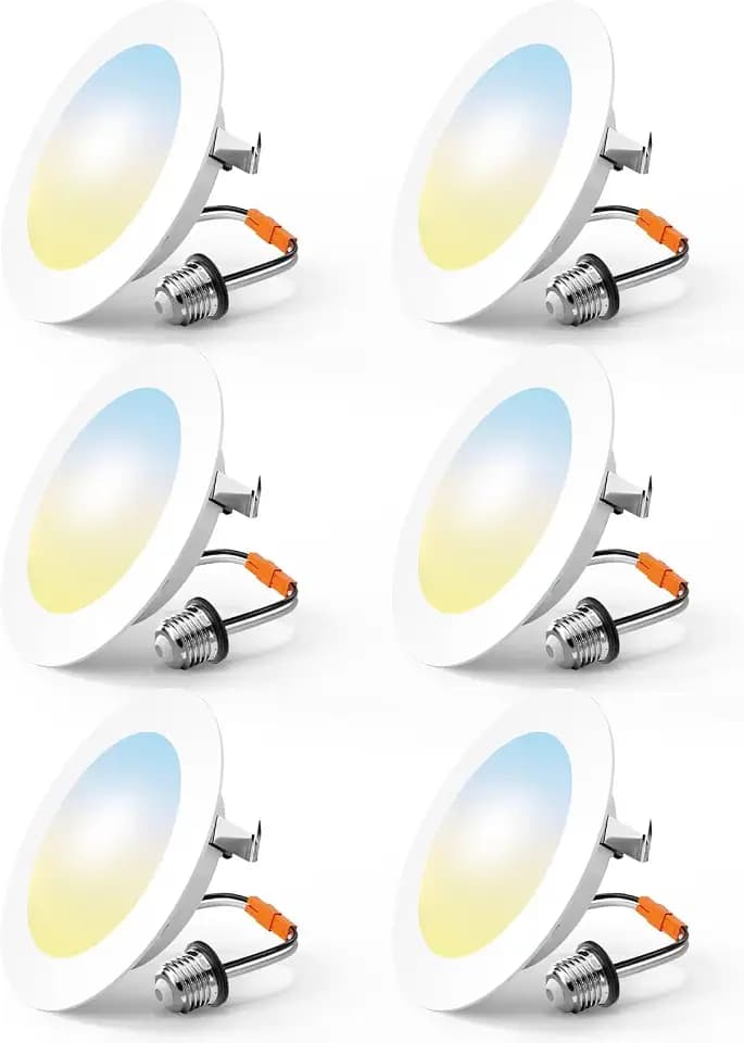 FREELICHT 6 Pack Retrofit LED Recessed Lighting 4 Inch, 5CCT, White