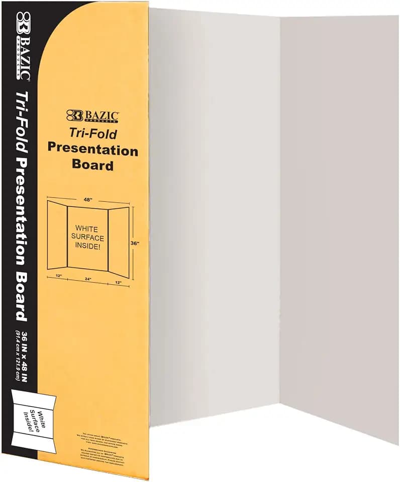 BAZIC 36" X 48" White Tri-Fold Corrugated Presentation Board (Case of 24)