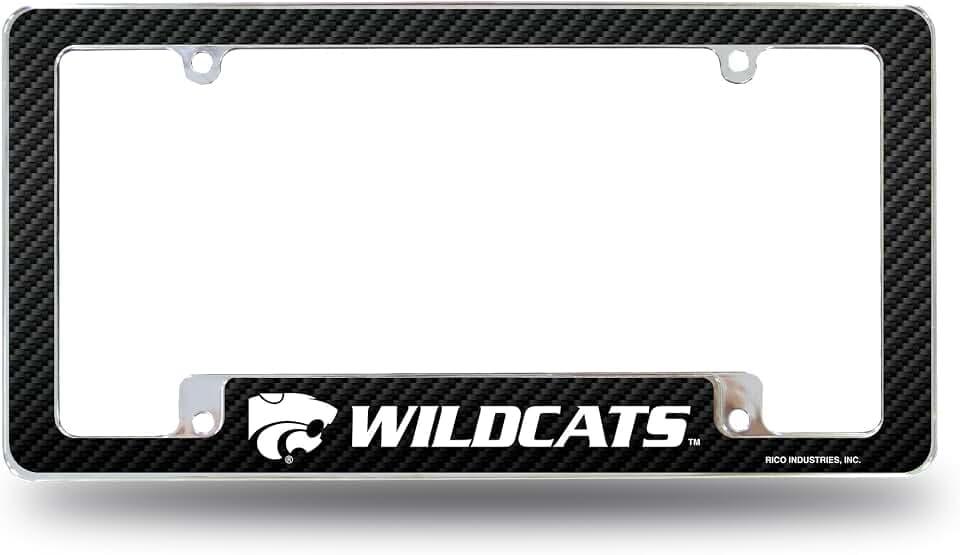 Rico Industries NCAA Kansas State Wildcats Carbon Fiber 12" x 6" Chrome All Over Automotive License Plate Frame for Car/Truck/SUV