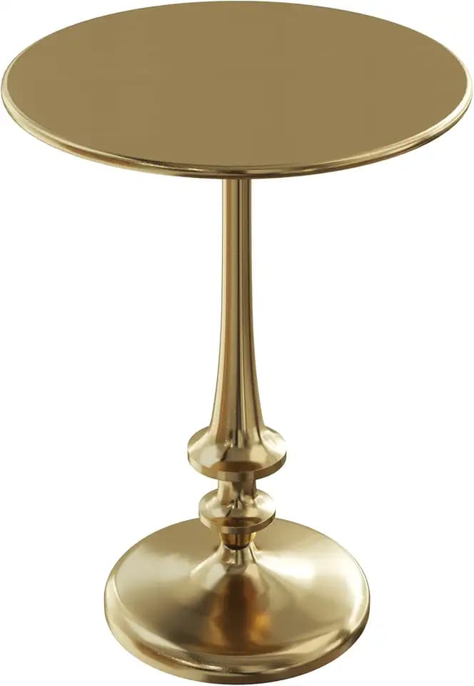 Lavish Home Pedestal Table, Vintage Antiqued Gold Side Table, 16”W x 22”H