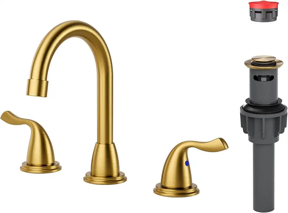 ARCORA Gold Bathroom Faucet 3 Hole, 8 Inch Widespread Bathroom Sink Faucet