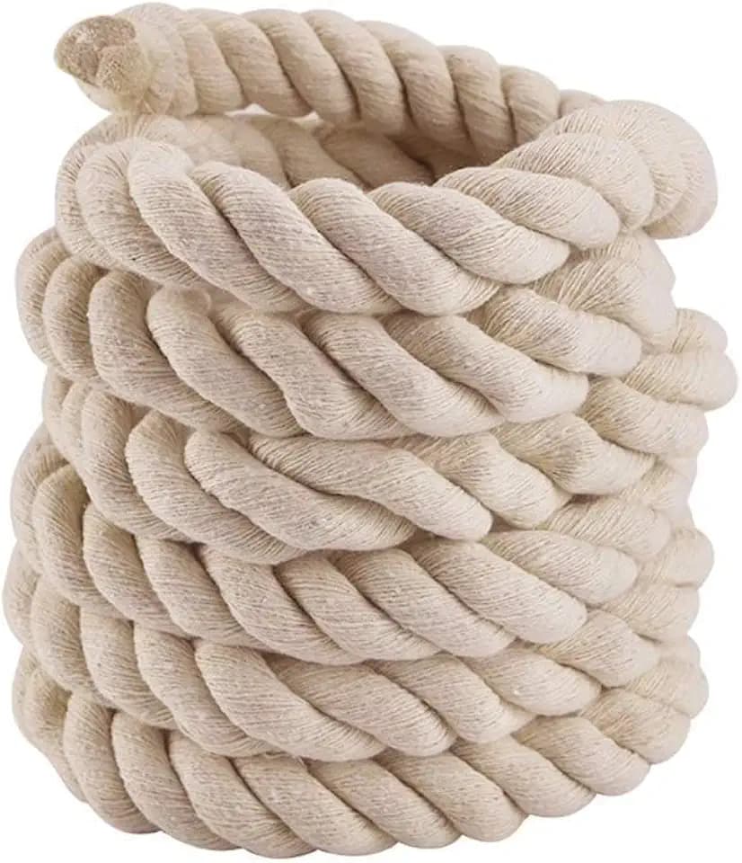 10ft Natural Cotton Tug of War Rope, Twisted Rope for Kids & Adults