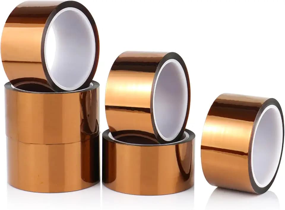 BOMEI PACK Polyimide Tape, 6 Pack High-Temperature Resistant Tape 2inch x 33m(108ft), No Residue Heat-Resistant Tape for Electric Task, 3D Printing, Soldering, Sublimation, Masking