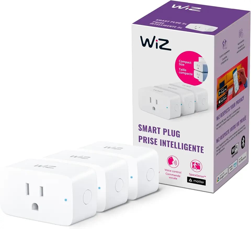 WiZ Smart Plug- Sunset to Sunrise Automation + Motion Detection + Control with Voice or App, Compatible with Alexa, Google Home, and HomeKit - WiFi Wall Outlet - 3 Pack