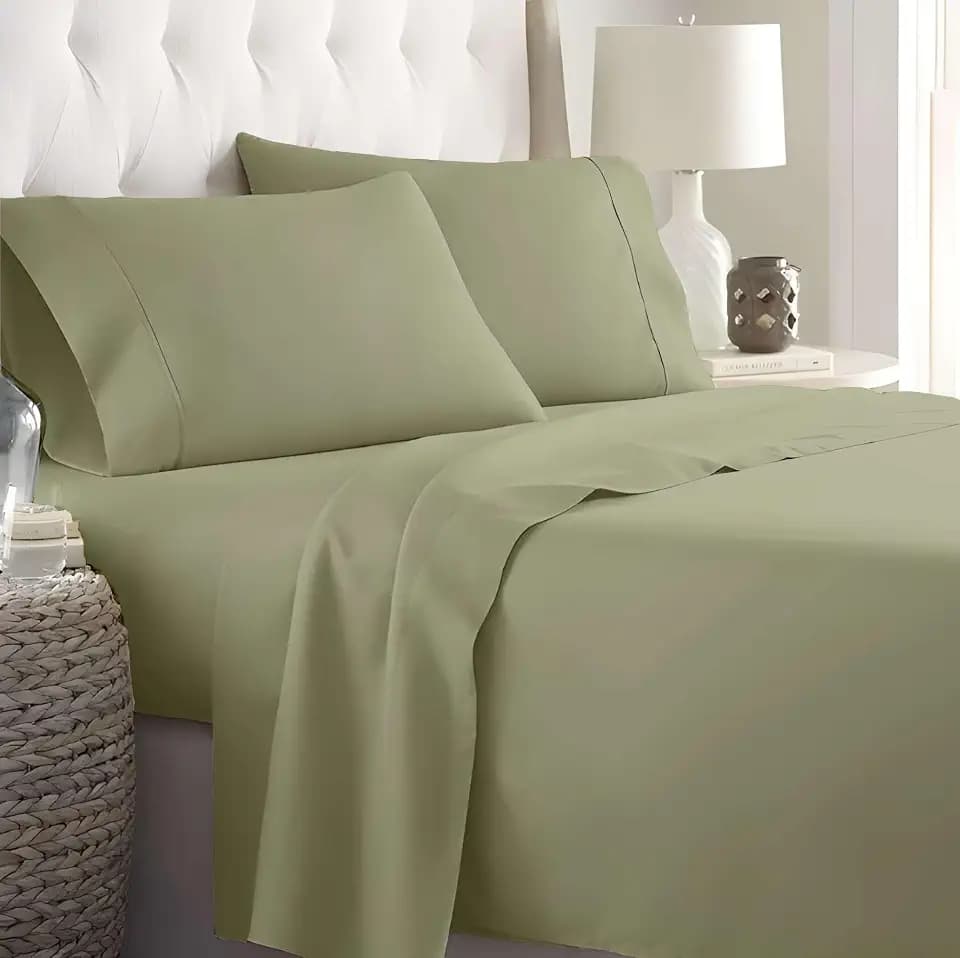 SlumberWell Full XL Sheet Set Cotton, 4 Piece Bed Sheets for Full XL Size Bed, Soft & Breathable, Deep Pocket Sheets Fit 12 Inch Mattress Easy Fit, Sage Solid