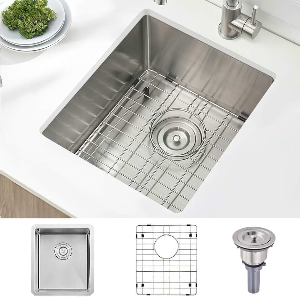 Stainless Steel Undermount Bar Sink 15 x 17 Inches