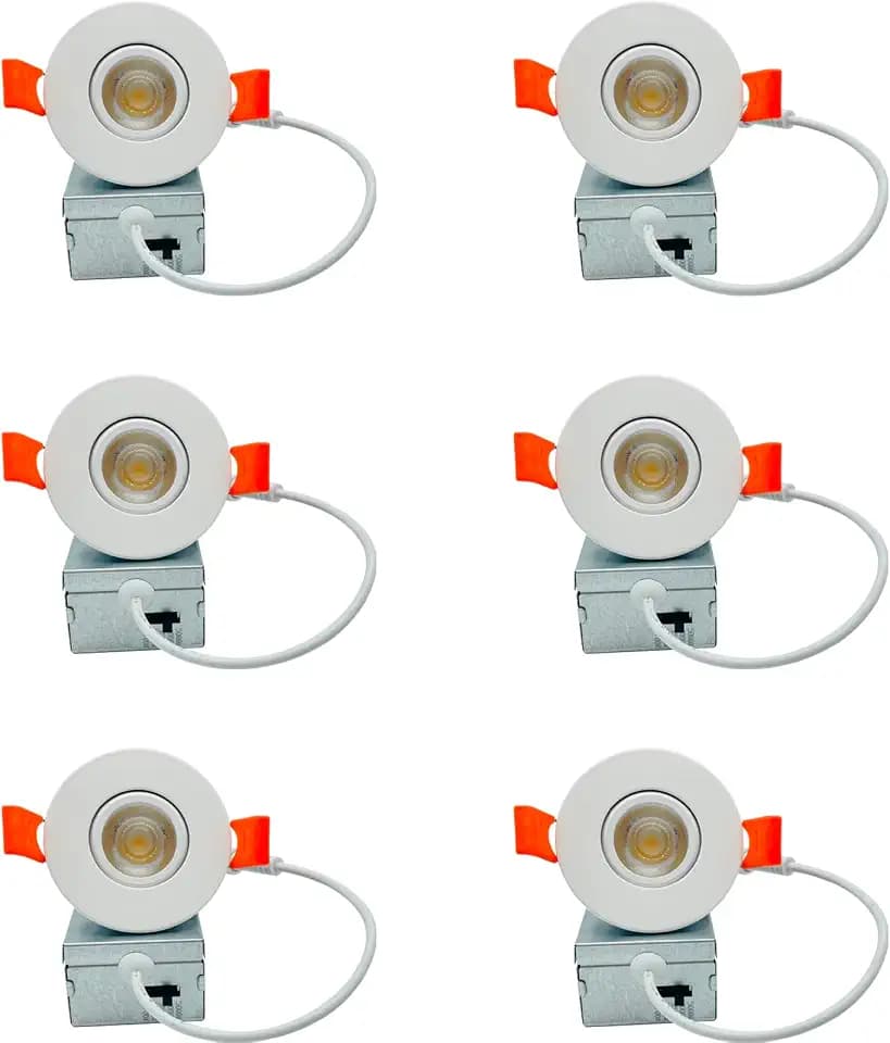 2 inch 5CCT LED Gimbal Led Recessed Light with Junction Box, 40° Beam Angle and 30° Tilted smoothly Eyeball Light, 120V Triac Dimmable, 2.7K/3K/3.5K/4K/5K, CRI>90, 750LM, 10W UL Listed 6 Pack