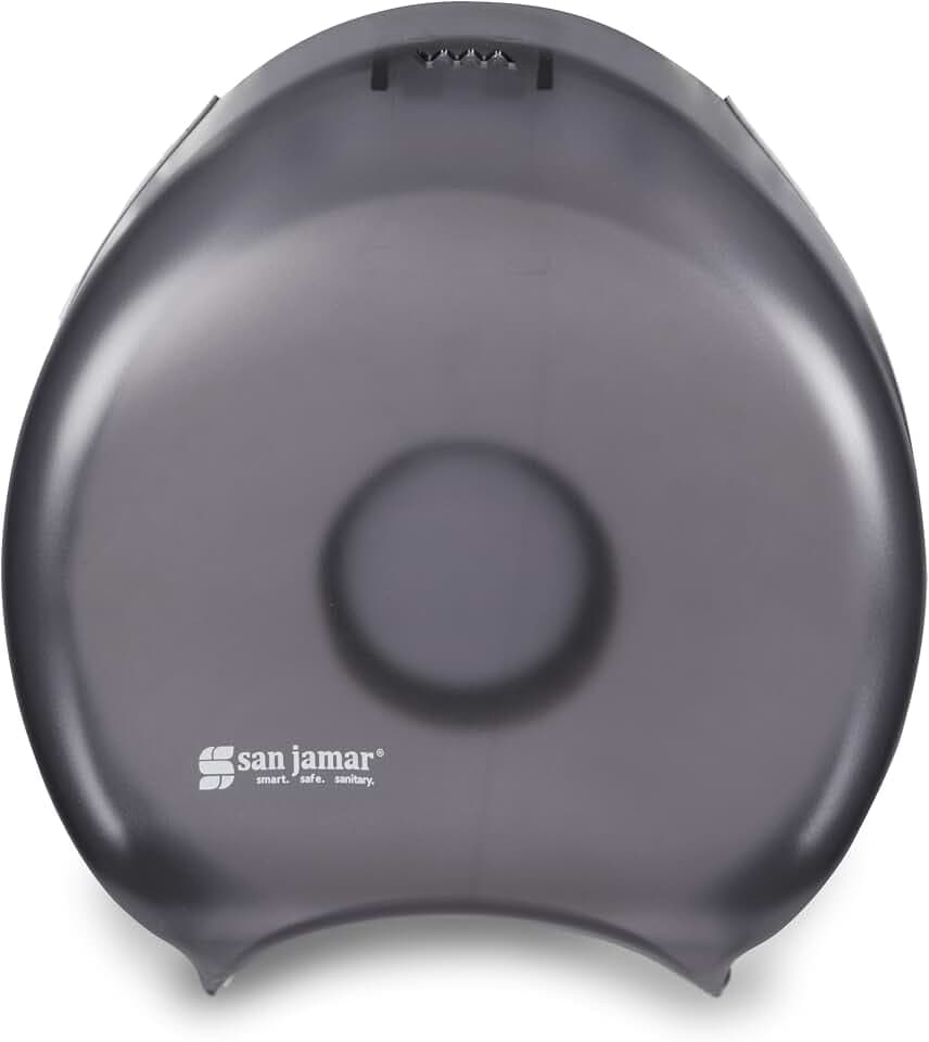 San Jamar Classic Plastic Tissue Dispenser with Large-Capacity Dispensing for Bathroom, Commercial, Office, Restaurants, Hospitals, Schools, 3.25 Inches, Black Pearl