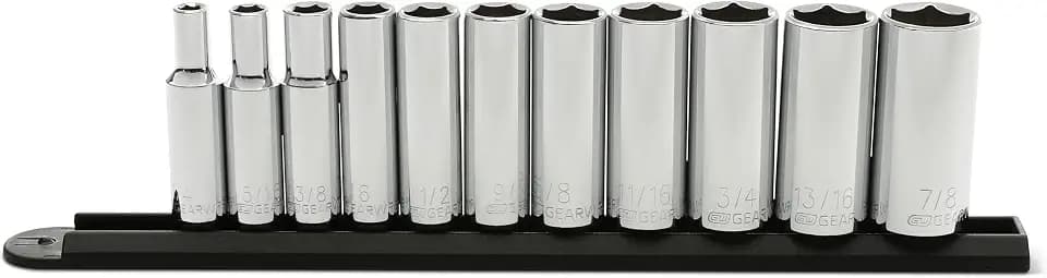 GEARWRENCH 11 Pc. 3/8" Drive 6 Pt. Deep Socket Set, SAE - 80555