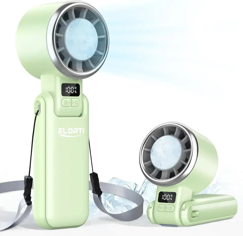 Portable Handheld Fan, USB Fan with Turbo & Ice Cooling, Green