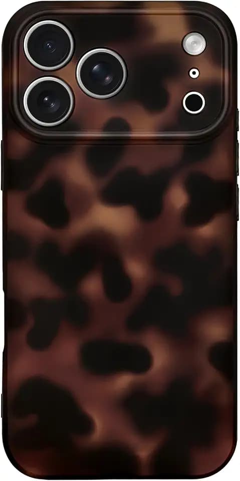 Hython for iPhone 17 Pro Max Case Cute Matte Amber Leopard Print Cheetah Pattern Tortoise Shell Phone Cases Women Men, Slim Anti-Scratch Soft TPU Bumper Shockproof Rubber Protective Cover, Brown Amber
