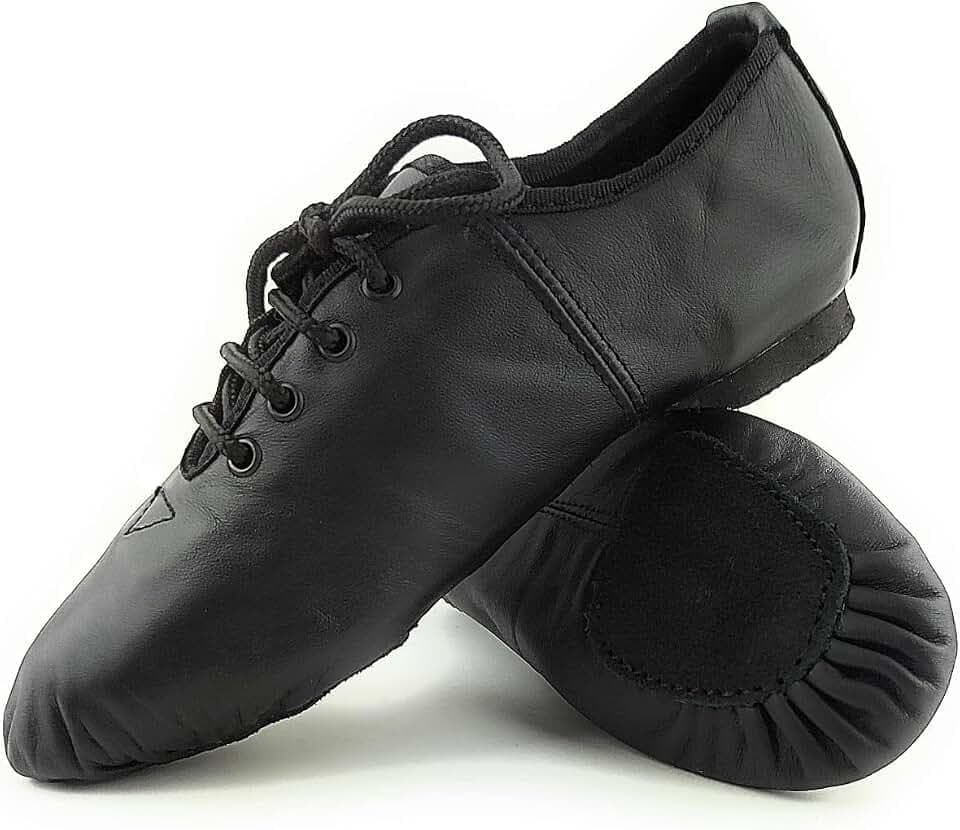 Jazzschuhe aus echtem Leder, Schnürschuhe Tanzen für Mädchen und Frauen, Geteilte Sohle für Moderne und zeitgenössische Bühnen