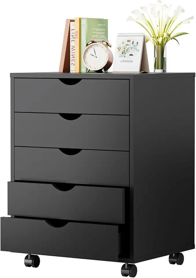 DUMOS 5 Drawer File Cabinet with Wheels, Office Storage Organizer Cabinet