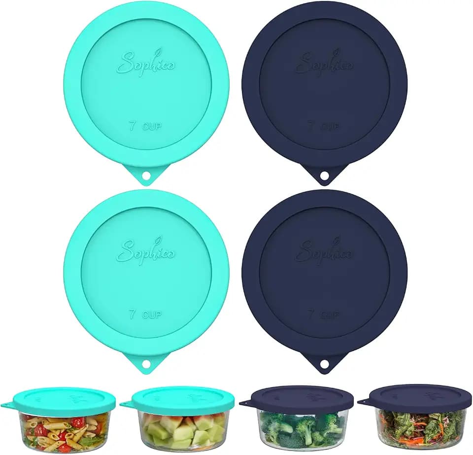 SOPHICO 7Cup Round Silicone Lid Replacement for Pyrex&AnchorHocking 7402-PC