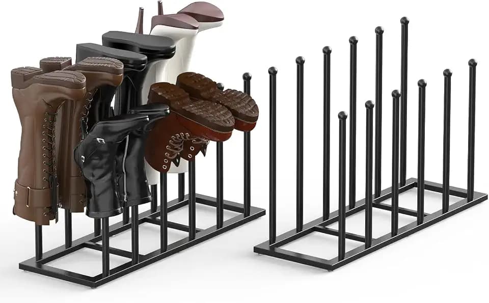Boot Rack for Tall Boots, 19.5" Boot Organizer Holds 6 Pairs, Black, 2Pack