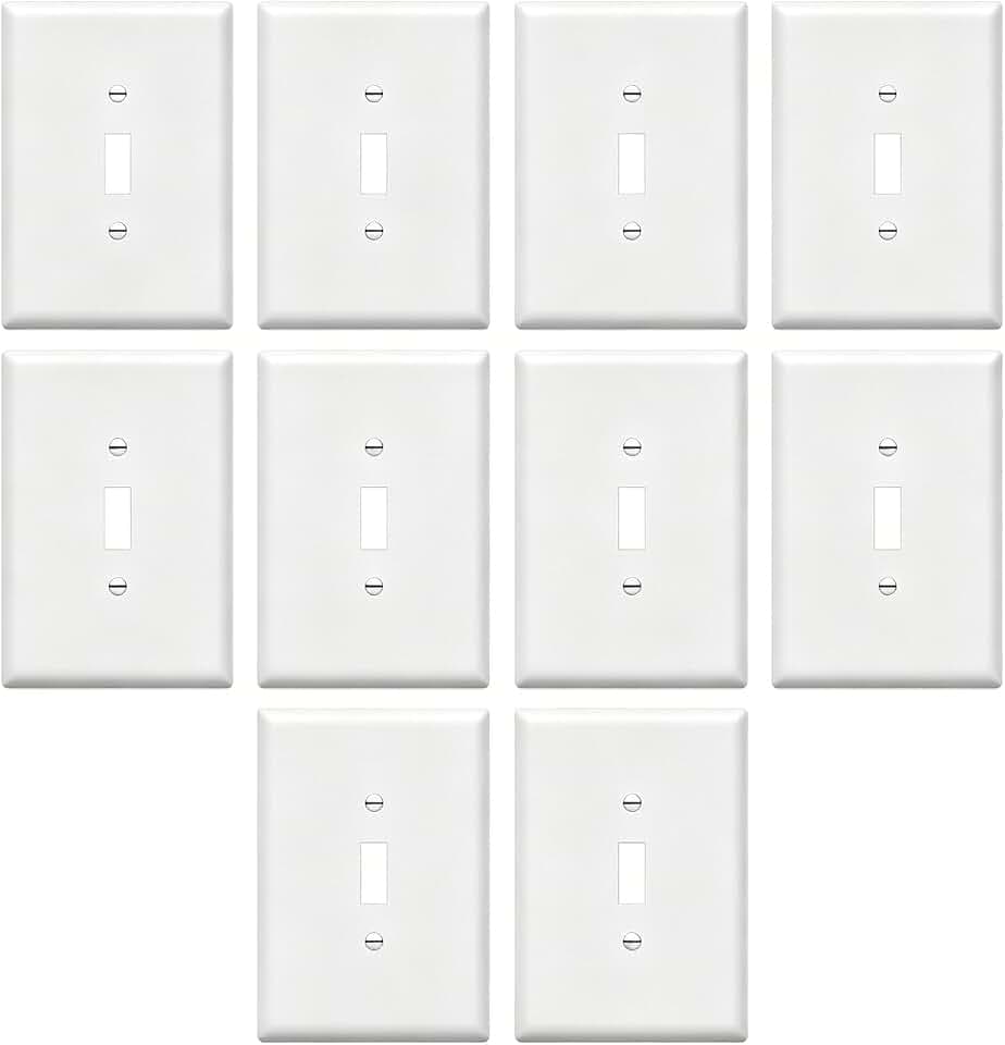 ZEFTV Over-Size Toggle Light Switch Wall Plates 1-Gang 5.5" x 3.5" Switch Electrical Cover Plate Unbreakable Thermoplastic Faceplate, White (10 Pack)