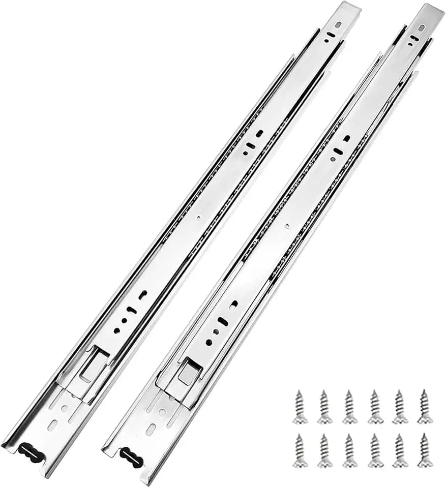6 Pairs of 14 Inch Hardware 3-Section Full Extension Ball Bearing Side Mount Drawer Slides,100 LB Capacity Drawer Slide