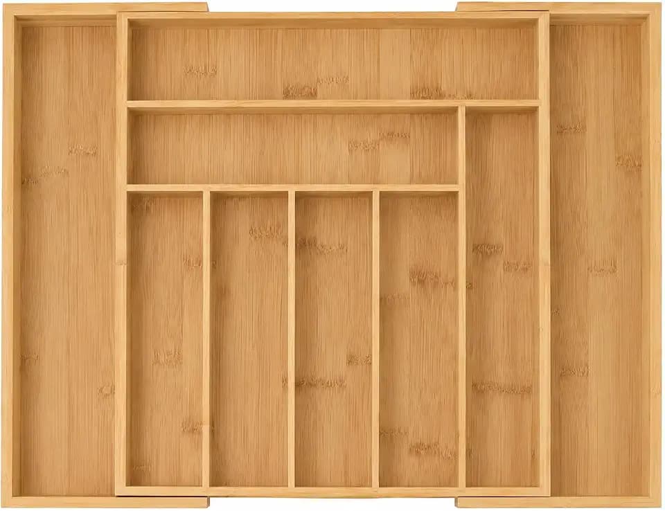 EVERLINE Expandable Bamboo Drawer Organizer for Kitchen Utensils