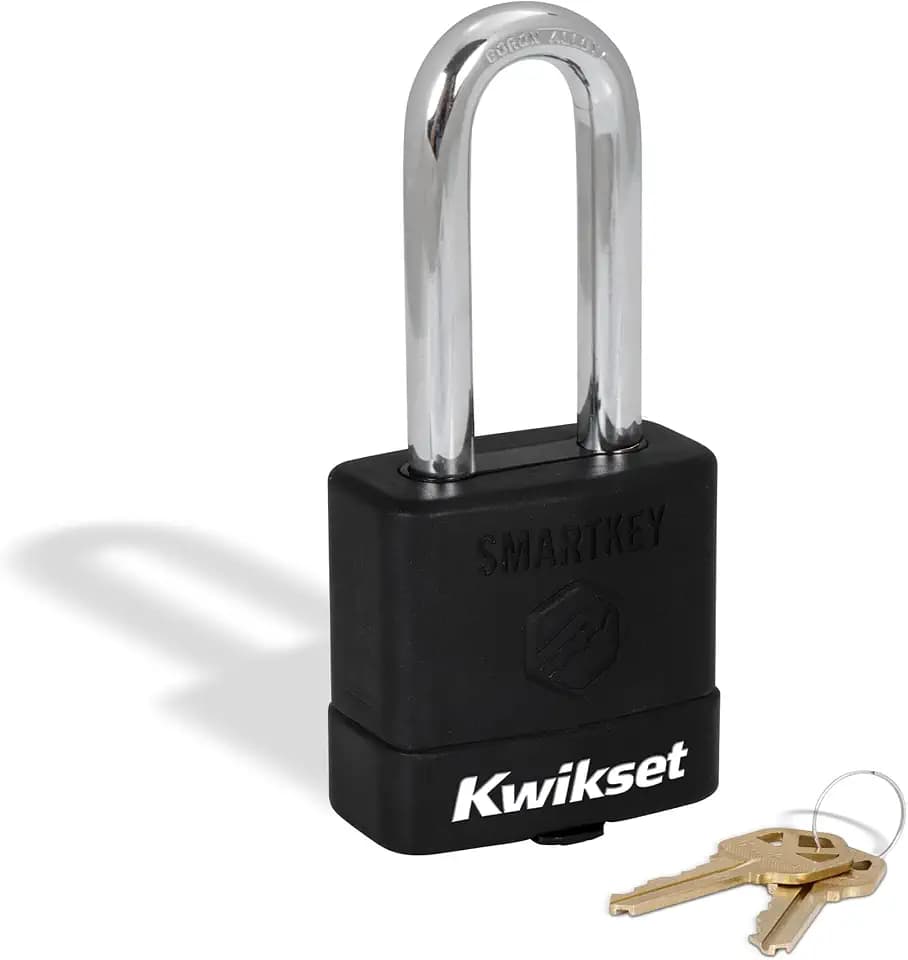 Kwikset SmartKey Re-Keyable Laminated Steel Padlock with Weather Cover