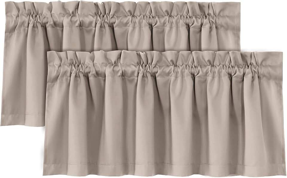H.VERSAILTEX 100% Blackout Valances for Windows,Living Room Bedroom Bathroom Farmhouse Style Rustic Dinning Room Blackout Thermal Insulated Rod Pocket, W52 x L18 Inch Length, Natural Sand, 2 Panel