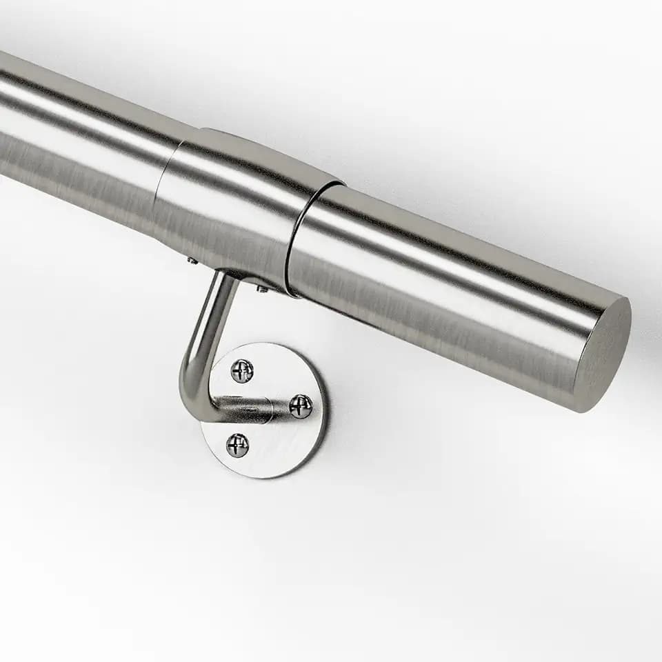 14 Ft Industrial Metal Stairs Handrail Kit, Sturdy Wall Mount 304 Stainless Steel Hand Rail, Indoor Outdoor Stair Railing Wood Concrete Brick Wall,1.65 in Round Pipe Grab Bar, Silver