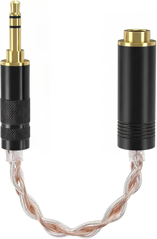 Geekria 3,5-mm Stereo-Männlich auf 4,4-mm Balanced-Weiblich Kopfhörer-Steckeradapter, 4N OCC Kupfer & versilbertes Upgrade-Audio-Dongle (0,52 ft)