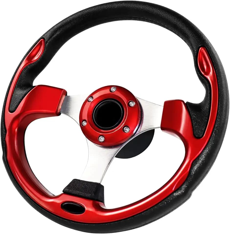 12.5 Inch Boat Steering Wheel With 3/4" Axle Marine Adapter, Anti-Slip for Boats, Yachts, Pontoon Boats, Red