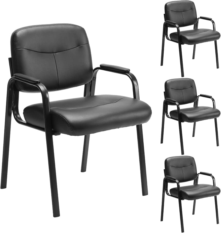 Sweetcrispy Waiting Room Chairs Set of 4, Office Guest Chairs No Wheels