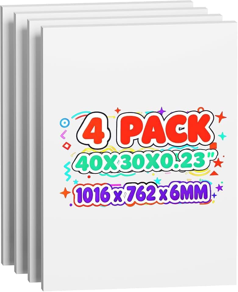 4 Pack Foam Board 30"x40", 0.23 Inch Thickness Poster Board, White