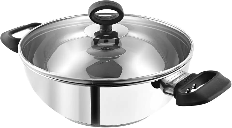 Vinod SS Kadhai Deluxe Induction Bottom 26cm SS lid
