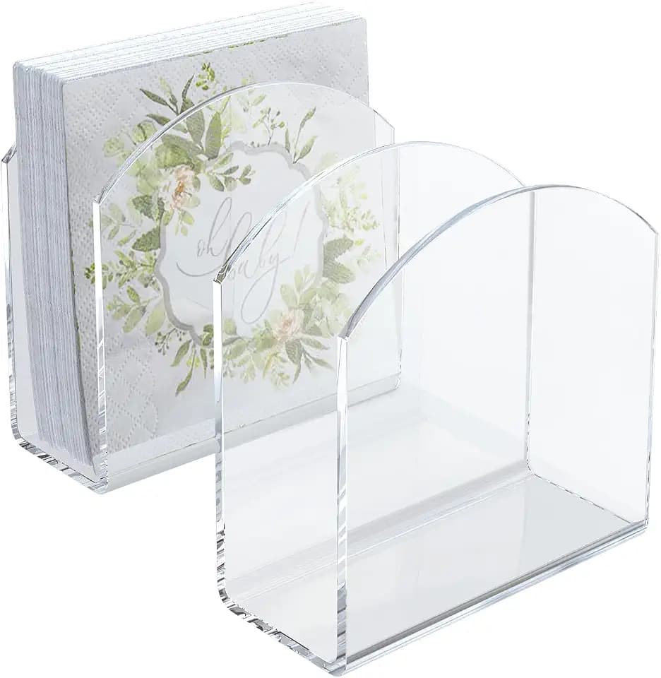 Napkin Holder, 2 Pack Clear Acrylic Napkin Tissue Holder for Table
