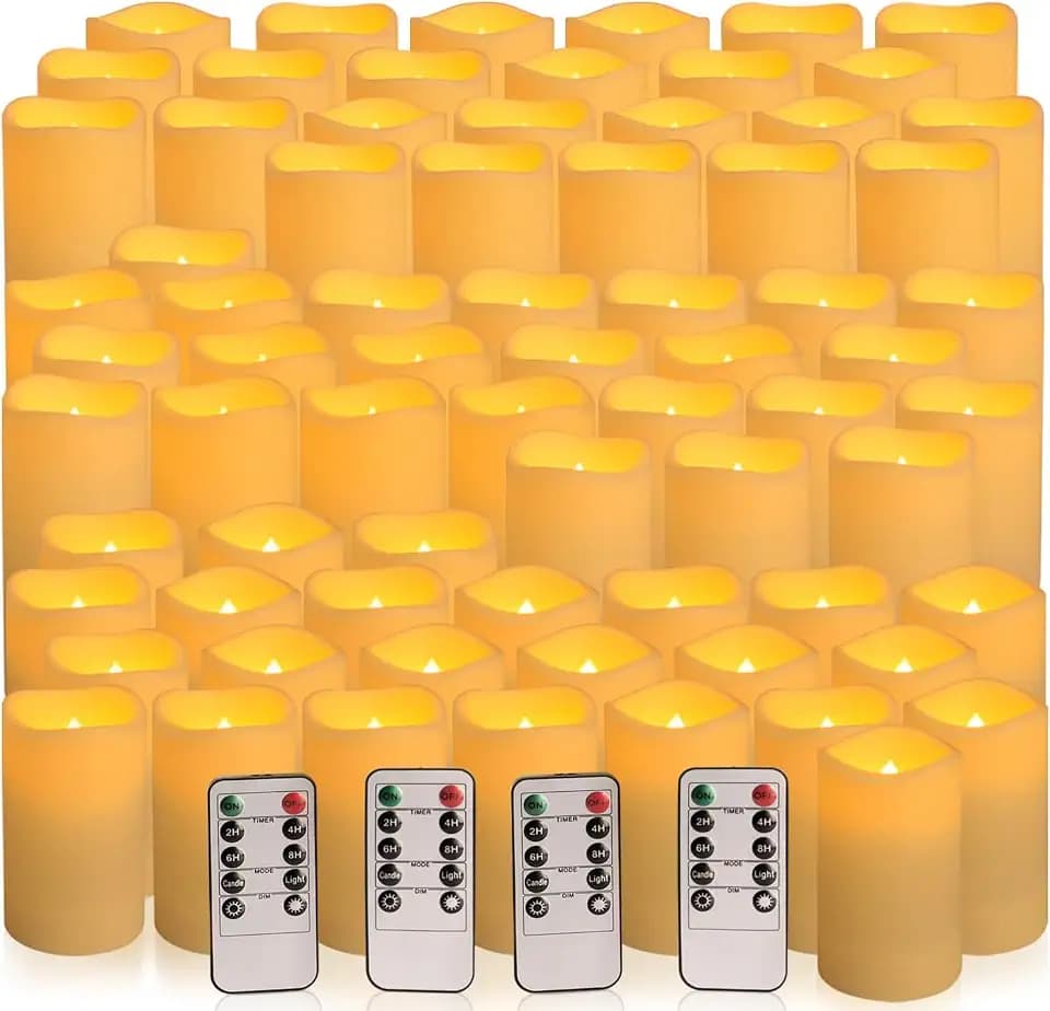 Enpornk Set of 72 Flameless Led Battery Opeated (D2.2'' x H4''5''6'') Waterproof Outdoor Indoor Candles with 10-Key Remotes and Cycling 24 Hours Timer