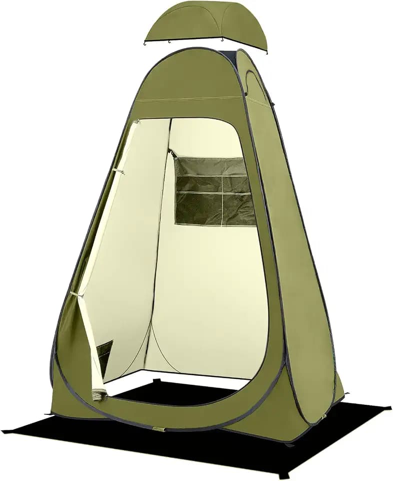 BRIAN & DANY Pop Up Shower Tent, Portable Changing Tent with Rain Shelter & Windows, Privacy Tent for Camping, Toilet or Bathroom, UPF 50+ & Waterproof, 47.2" x 47.2" x 74.8", Olive Green