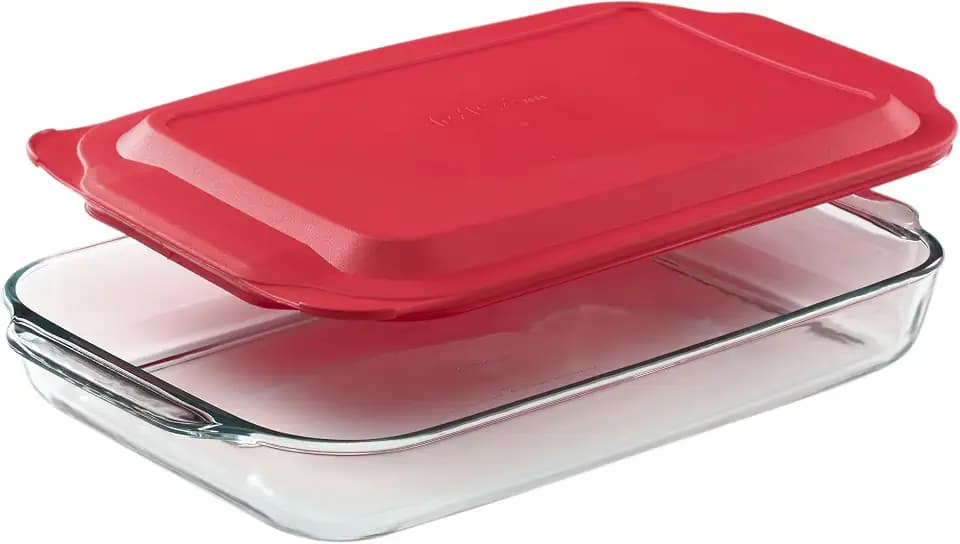 Pyrex Basics 3 QT Glass Baking Dish With Plastic Lid, Casserole Dish