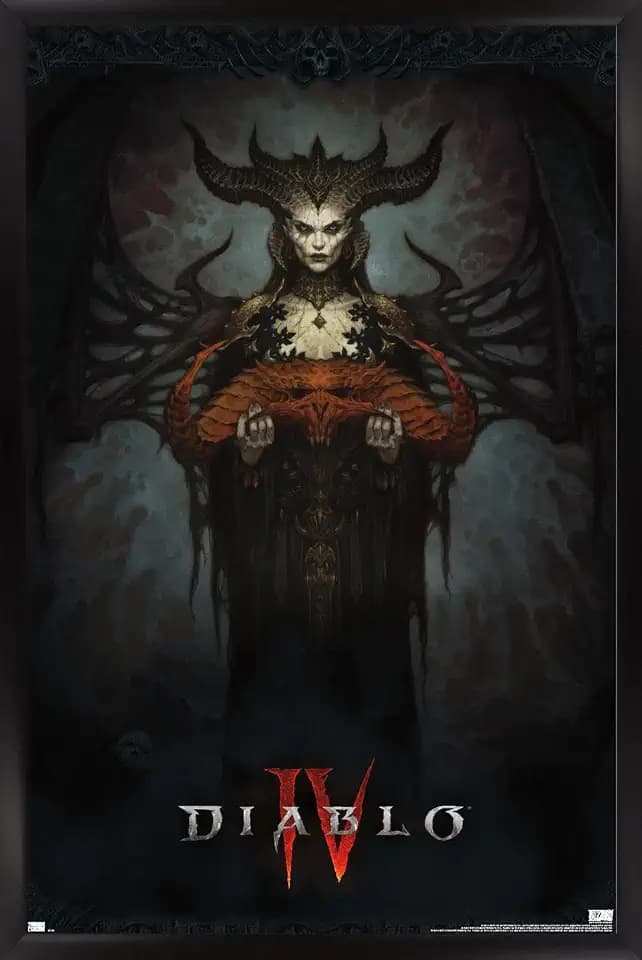 Trends International Diablo 4 - Lilith Key Art Wall Poster, 34L x 22.4W, Black Framed Version